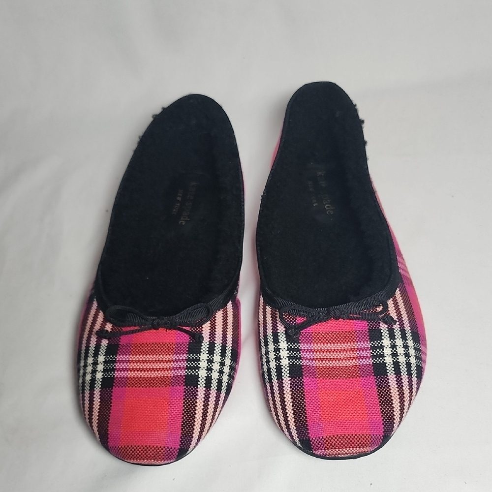 Kate Spade Pink Plaid Women's Slippers - Picture 3 of 7